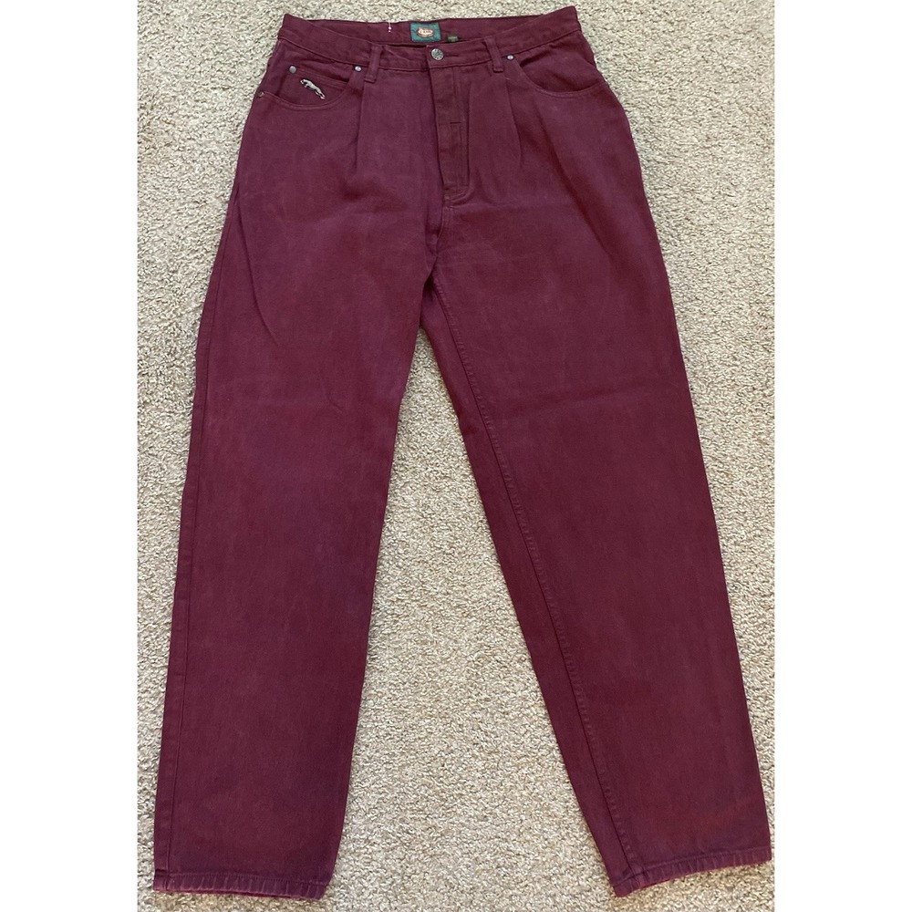 Vintage U Jeans Men's Jeans Maroon Size 34x32 Actual‎ 32x31 Metal Logo Tag